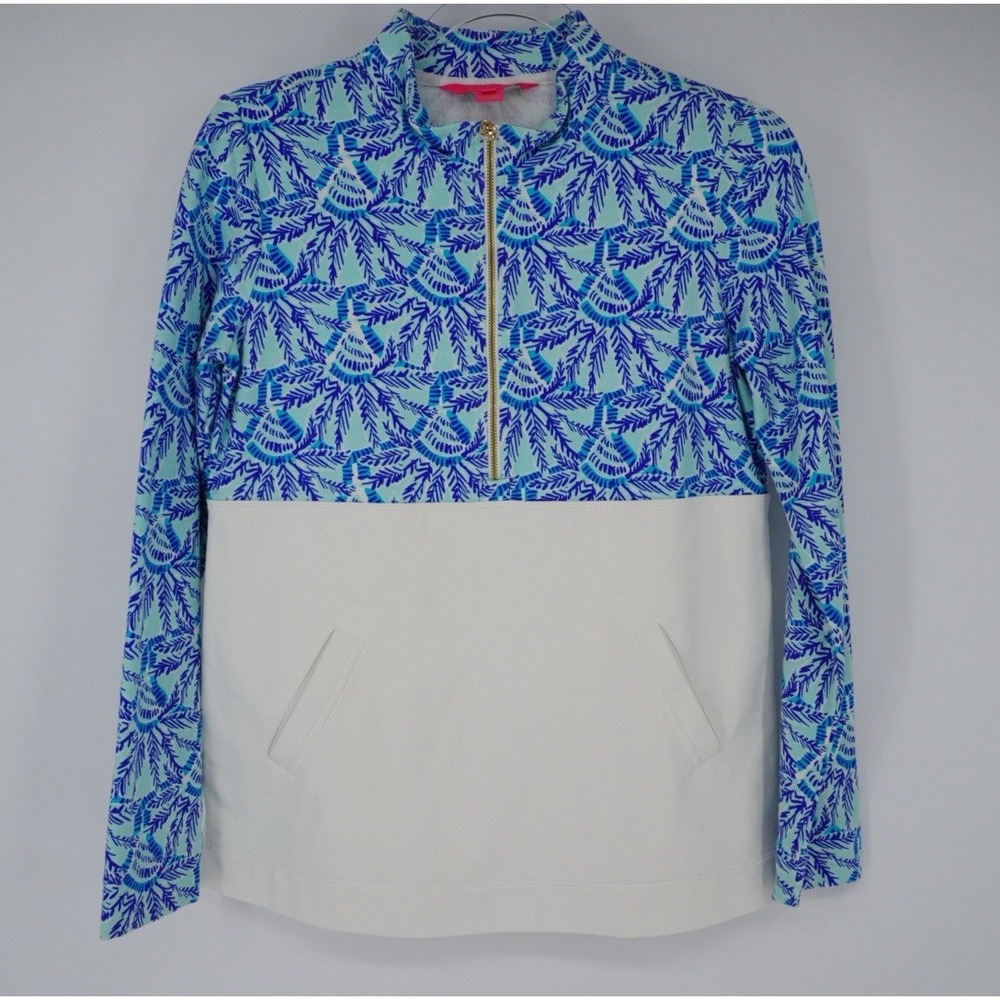 Lilly Pulitzer quarter‎ zip Asher Popover Whisper Blue One Of A Kind XS